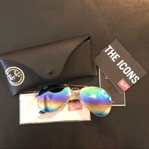 NWT Ray Ban Aviator Mineral Flash Lens Sunglasses